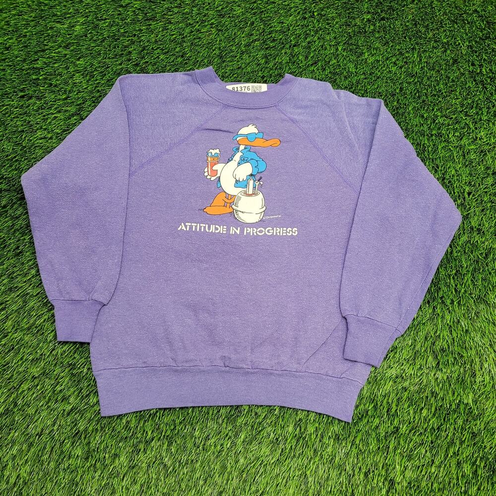 Vintage 1987 Attitude Duck Sweatshirt Women M 19x21 Jim-Benton - Picture 11 of 13